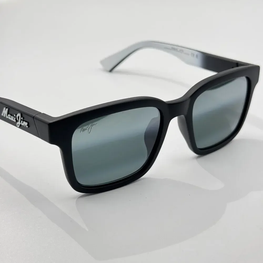 Maui Jim Sunglasses Opiopio AF MP-BG MJ659-02 Black Square Polarized Asian Fit